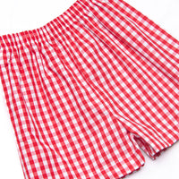 Merry Mouse Applique Long Sleeve Short Set, Red
