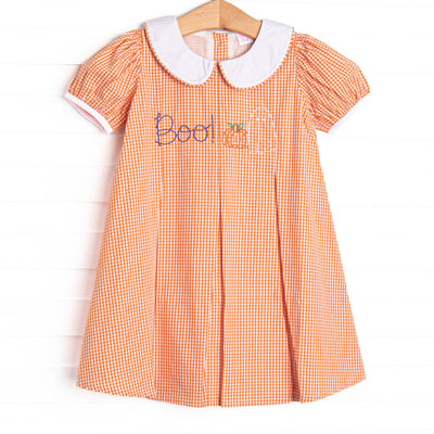 Boo! Embroidered Dress, Orange