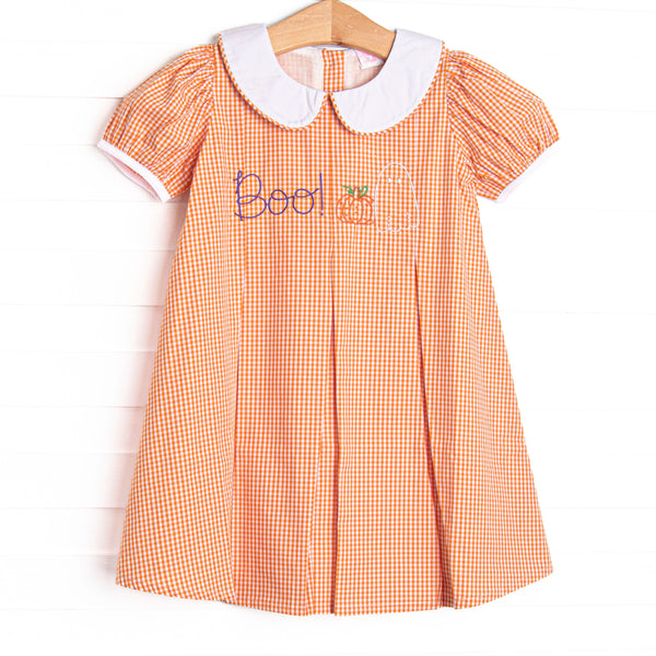 Boo! Embroidered Dress, Orange