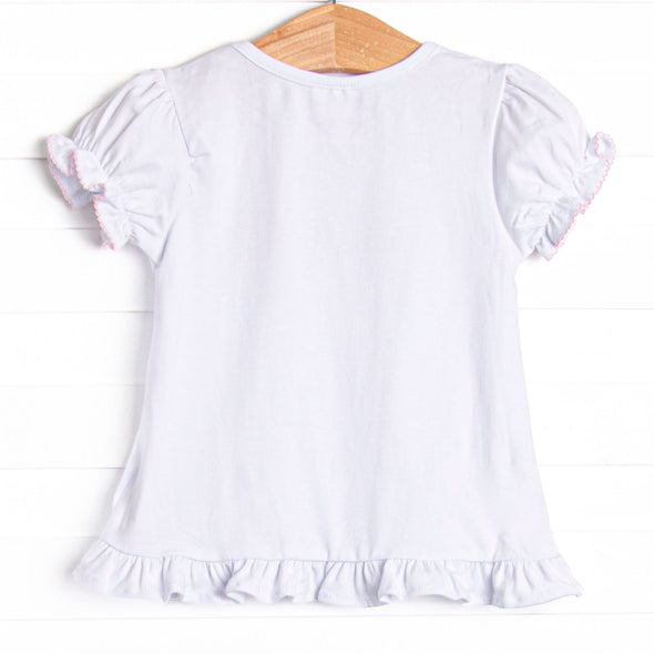 Little Ghosts Applique Ruffle Top, White