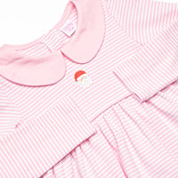 Santa Claus Pima Embroidered Collared Legging Set, Pink