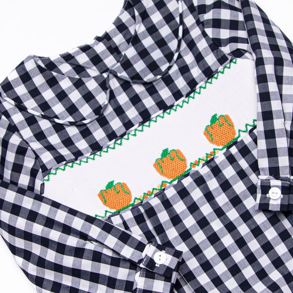 Fall Pickins Smocked Bubble, Navy