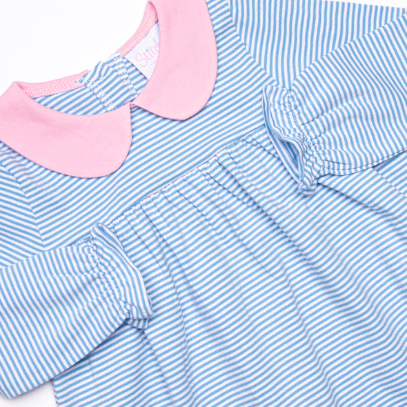 Olivia Legging Set, Pink and Medium Blue Stripe
