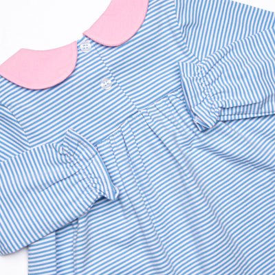 Olivia Legging Set, Pink and Medium Blue Stripe