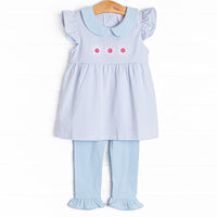 Gerbera Gal Applique Legging Set, Blue