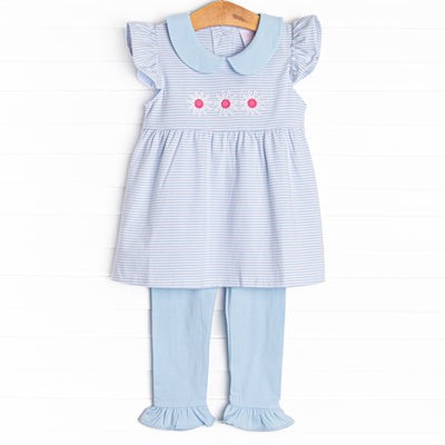Gerbera Gal Applique Legging Set, Blue