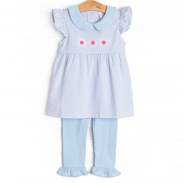 Gerbera Gal Applique Legging Set, Blue