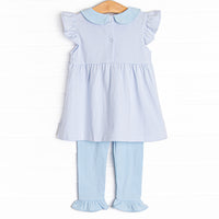 Gerbera Gal Applique Legging Set, Blue