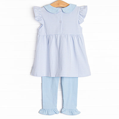 Gerbera Gal Applique Legging Set, Blue