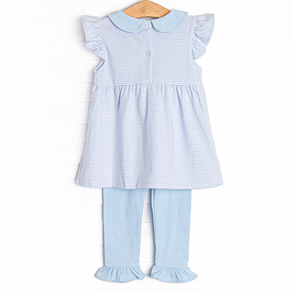 Gerbera Gal Applique Legging Set, Blue