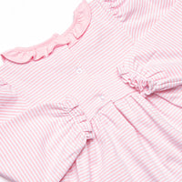 Santa Claus Pima Embroidered Ruffle Neck Dress, Pink
