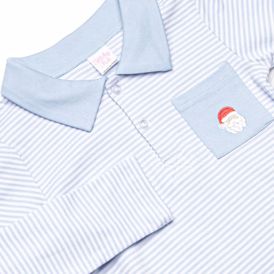 Santa Claus Pima Embroidered Shirt, Blue