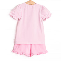 Trick or Treat Pal Applique Ruffle Short Set, Pink