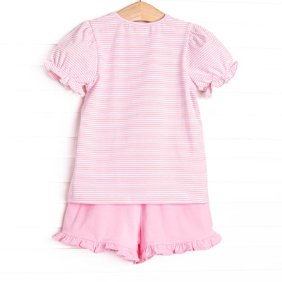 Trick or Treat Pal Applique Ruffle Short Set, Pink