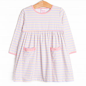 Silly Stripes Pocket Dress, Pink