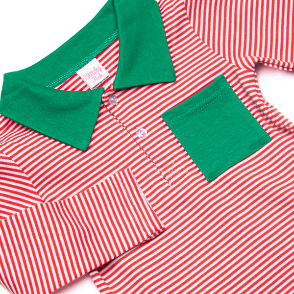Christmas Time Stripes Pima Shirt, Red