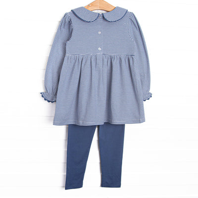 Waddle and Wade Smocked Legging Set, Navy
