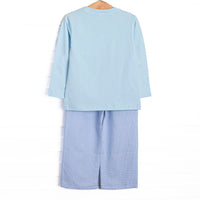Fire Station Squad Smocked Pant Set, Blue