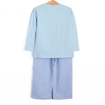 Fire Station Squad Smocked Pant Set, Blue