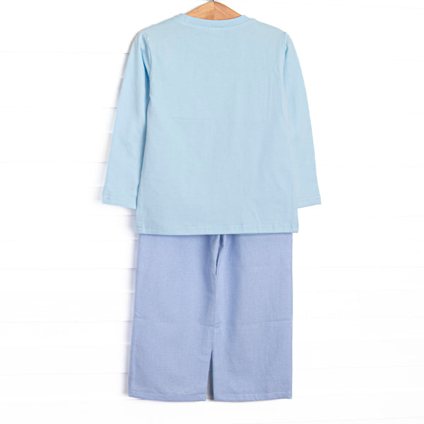Fire Station Squad Smocked Pant Set, Blue
