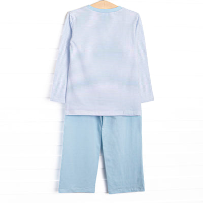 Jungle Jive Smocked Pant Set, Blue