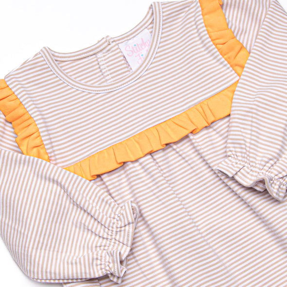Bonnie Long Sleeve Bubble, Orange and Tan Stripe