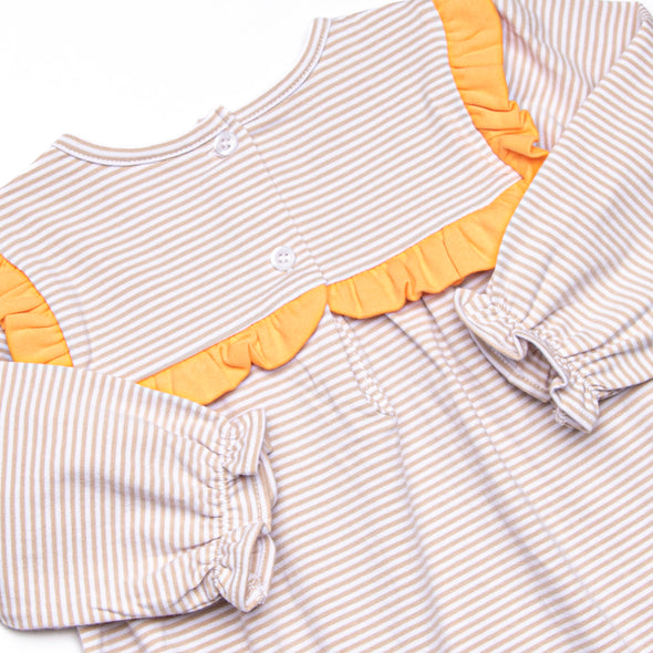 Bonnie Long Sleeve Bubble, Orange and Tan Stripe
