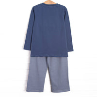Waddle and Wade Smocked Pant Set, Navy