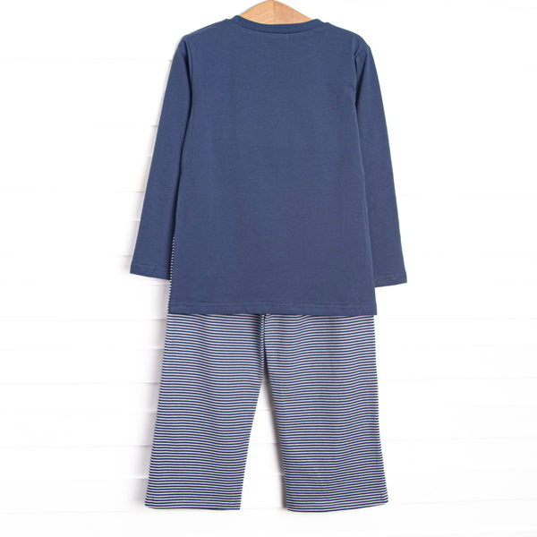 Waddle and Wade Smocked Pant Set, Navy