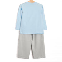 Tilling Tractors Smocked Pant Set, Blue