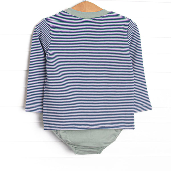 Evan Long Sleeve Pocket Diaper Set, Sage and Navy Stripe
