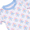 Magenta Medallions Bamboo Pajama Short Set, Blue