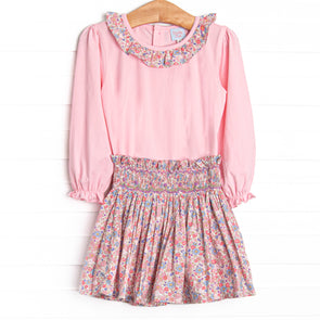 Petunia Purple Smocked Skirt Set, Purple