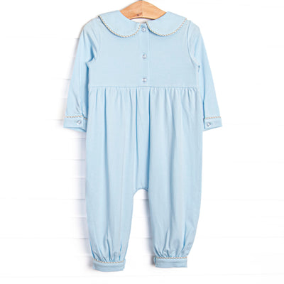 Tilling Tractors Smocked Romper, Blue