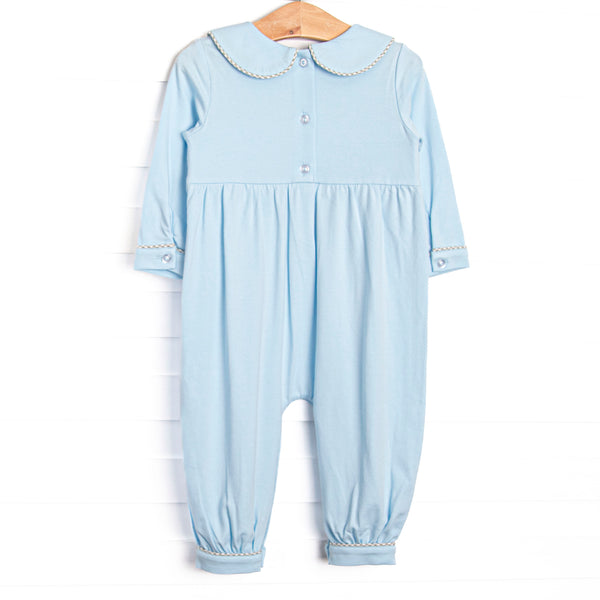 Tilling Tractors Smocked Romper, Blue