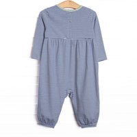 Charles Romper, Sage and Navy Stripe