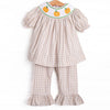 Plentiful Pumpkins Smocked Ruffle Pant Set, Brown