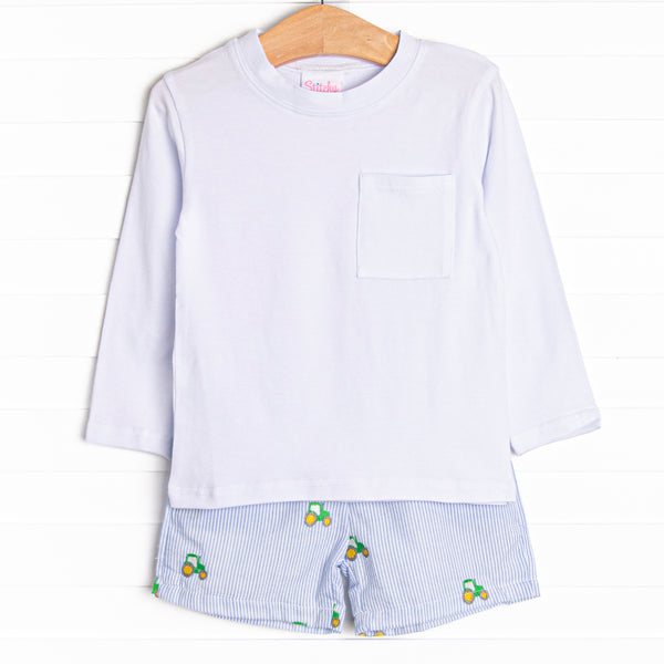 Hometown Hero Embroidered Short Set, Blue