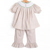 Plentiful Pumpkins Smocked Ruffle Pant Set, Brown