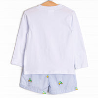 Hometown Hero Embroidered Short Set, Blue