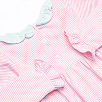 Lyla Ruffle Dress, Mint and Light Pink Stripe