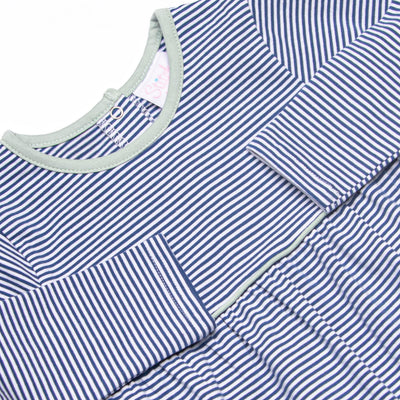 Charles Romper, Sage and Navy Stripe