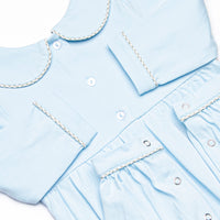 Tilling Tractors Smocked Romper, Blue