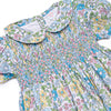Carnival Carnations Smocked Dress, Blue