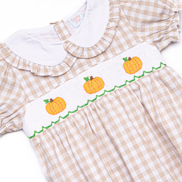 Plentiful Pumpkins Smocked Girl Bubble, Brown