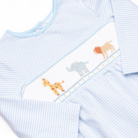 Jungle Jive Smocked Romper, Blue