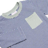 Evan Long Sleeve Pocket Diaper Set, Sage and Navy Stripe