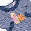 Autumn Fest Friend Applique Ruffle Romper, Navy