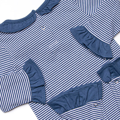 Autumn Fest Friend Applique Ruffle Romper, Navy