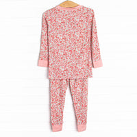 Red Ribbons Bamboo Pajama Set, Red